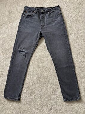 Levi's Premium 501 Skinny Grey Distressed High Rise Jeans 29x28